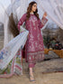 IZEL - 3PC DHANAK EMBROIDERED SHIRT WITH PASHMINA PRINTED SHAWL AND TROUSER - Hml1768