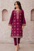 JAZMIN - 3PC DHANAK EMBROIDERED SHIRT WITH TWILL PRINTED SHAWL AND TROUSER - HML2406