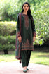 JAZMIN - 3PC DHANAK SEQUIN EMBROIDERED SHIRT WITH TWILL PRINTED SHAWL AND TROUSER - HML1885