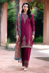 JAZMIN - 3PC DHANAK EMBROIDERED SHIRT WITH TWILL PRINTED SHAWL AND TROUSER - hml2042