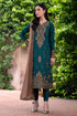 JAZMIN - 3PC DHANAK EMBROIDERED SHIRT WITH DHANAK EMBROIDERED SHAWL AND TROUSER - Hml1844