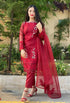 NADIA FAROOQI - 3PC ORGANZA HEAVY EMBROIDERED SHIRT & ORGANZA DYED DUPATTA - Hml1081