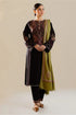 ZARA SHAH JAHAN - 3PC DHANAK EMBROIDERED SHIRT WITH TWILL PRINTED SHAWL AND TROUSER - Hml2318