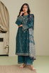 SAPPHIRE - 3PC DHANAK EMBROIDERED SHIRT WITH TWILL PRINTED SHAWL AND TROUSER - Hml2379