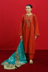 URGE - 3PC DHANAK EMBROIDERED SHIRT WITH TWILL PRINTED SHAWL AND TROUSER - hml1952