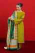 URGE - 3PC DHANAK EMBROIDERED SHIRT WITH TWILL PRINTED SHAWL AND TROUSER - hml1950