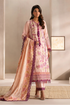 ETHNIC - 3PC LAWN EMBROIDERED SHIRT WITH MANAAR PRINTED DUPATTA AND TROUSER - HML2211