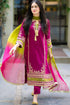OMAL - 3PC DHANAK EMBROIDERED SHIRT WITH TYE & DYE CHIFFON DUPATTA AND TROUSER - HML1569