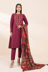 SAPPHIRE - 3PC DHANAK EMBROIDERED SHIRT WITH TWILL PRINTED SHAWL AND TROUSER - HML2012