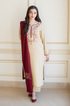 AISLING - 3PC DHANAK EMBROIDERED SHIRT WITH EMBROIDERED SLUB SHAWL AND TROUSER - HML1363