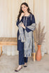 AISLING - 3PC DHANAK EMBROIDERED SHIRT WITH SLUB WOOL PRINTED SHAWL AND TROUSER - HML1387