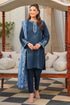 ZIVA - 3PC DHANAK EMBROIDERED SHIRT WITH TWILL PRINTED SHAWL AND TROUSER - HML1542