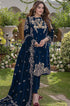 Azure - 3PC Velvet Heavy Embroidered Shirt With Velvet Heavy Embroidered Shawl - HML1303